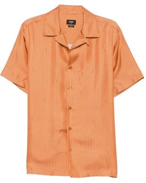 Fendi Logo-Stripe Silk Shirt - Orange