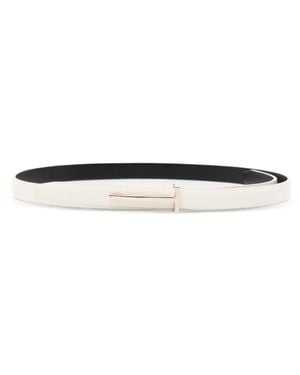 Tom Ford Ceinture Slim T En Cuir Spazzolato - Blanc
