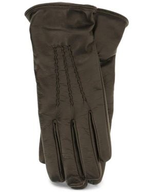 Lardini Stitched-Detail Calf Leather Gloves - Green