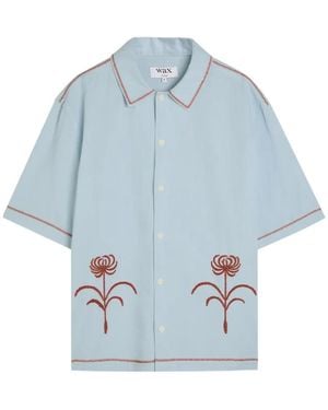 Wax London Keats Floral-Embroidered Shirt - Blue