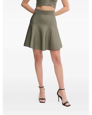Guess Ribbed Flared Mini Skirt - Green