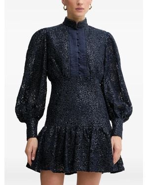 Bardot Remy Sequin-Embellished Ruffled-Detail Mini Dress - Blue