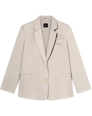 ARMANI EXCHANGE Chain-Detail Single-Breasted Blazer - Natural