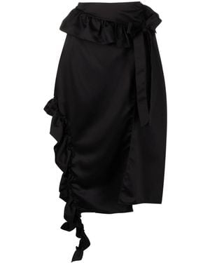 ROKH Ruffle-Trim Midi Skirt - Black
