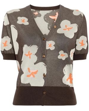 JNBY Floral Intarsia-Knit Cotton-Blend Cardigan - Grey