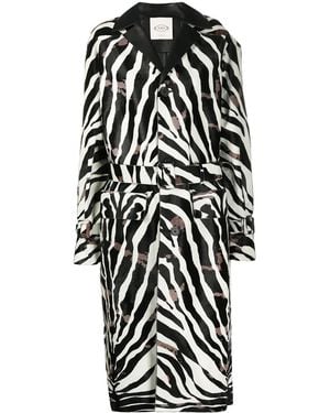 Tod's Zebra Print Calf Hair Trench Coat - Black