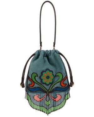 Etro Suede Leather Bucket Bag - Blue