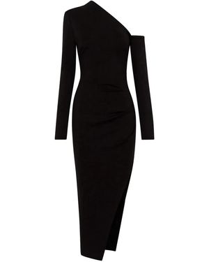 Nicholas Shiloh One-Shoulder Slit Dress - Black