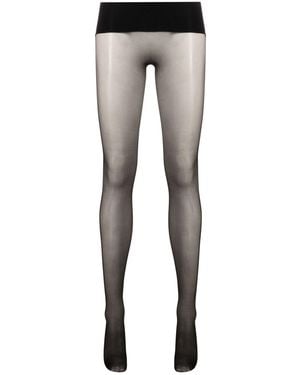 Maison Close Logo-Intarsia Semi-Sheer Tights - Grey