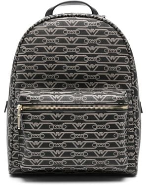 Emporio Armani Logo-Print Backpack - Grey