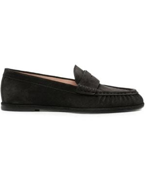 Stuart Weitzman Suede Slip-On Loafers - Black