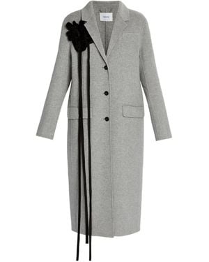 Erdem Floral-Appliqué Tailored Coat - Gray