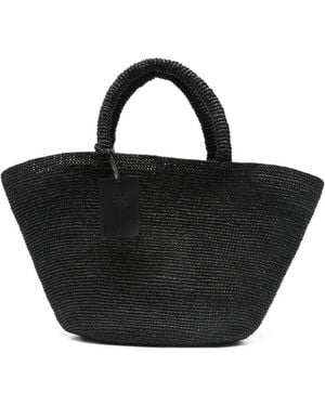Manebí Panier Raffia Tote Bag - Black