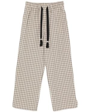 Nanushka Check-Pattern Tassel-Detail Trousers - White