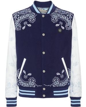 Philipp Plein Paisley-Print Bomber Jacket - Blue