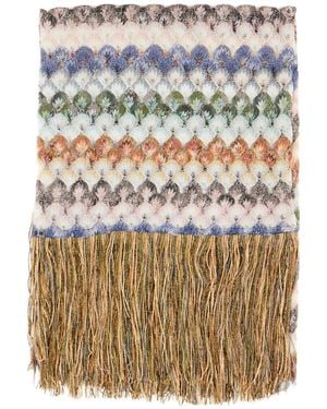 Missoni Zigzag-Knit Fringed Scarf - White