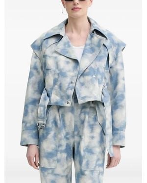 IRO Cloud-Print Belted Jacket - Blue