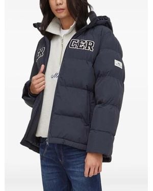The Mercer Brand Hooded Logo-Embroidered Puffer Jacket - Blue