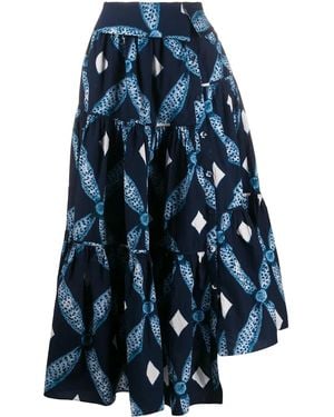 Ulla Johnson Asymmetric Tiered Skirt - Blue