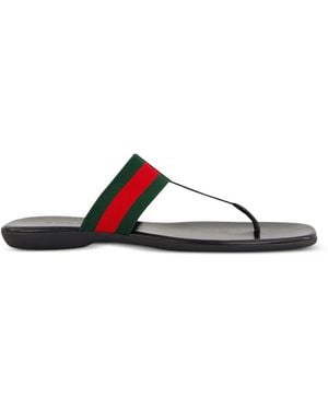 Gucci Sandalias Con Tribanda Web - Blanco