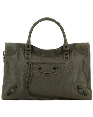 Balenciaga City Medium Leather Handbag - Green