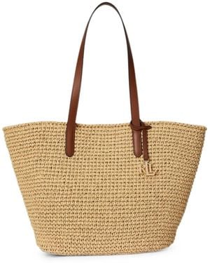 Ralph Lauren Large Lainey Woven Shoulder Bag - Natural