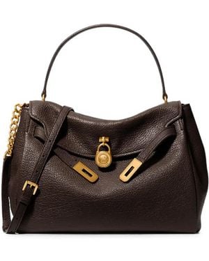 Michael Kors Hamilton Large Textured Leather Slouchy Satchel Bag - Black