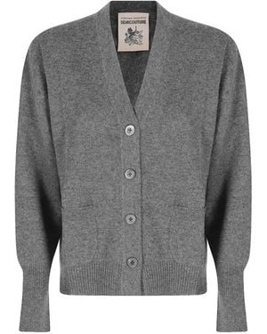 Semicouture Esther V-Neck Patch-Pocket Cardigan - Grey