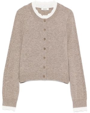 Sandro Lace-Trimmed Cardigan - Natural