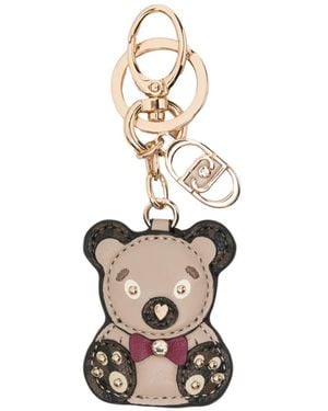 Liu Jo Bear-Shape Logo-Charm Keyring - White
