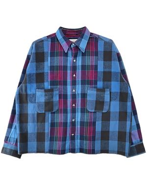 READYMADE Patchwork Checked Shirt - Blue