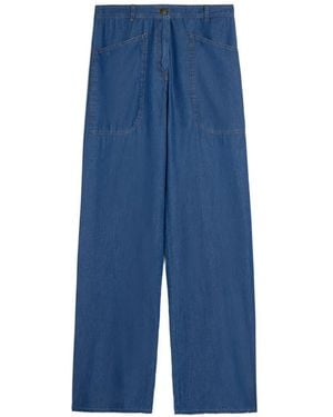 Momoní Macao Patch-Pocket Wide-Leg Pants - Blue