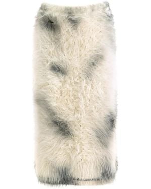 Maison Margiela Fuzzy-Texture Midi Skirt - White