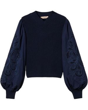Twinset Trui Met Geborduurde Mouwen - Blauw
