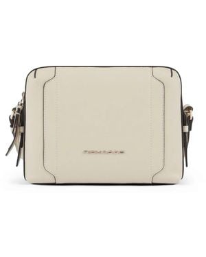 Piquadro Logo-Lettering Cross Body Bag - Natural