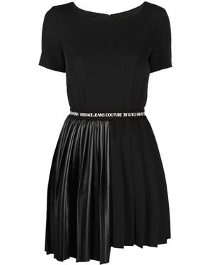Versace Jeans Couture Pleated Asymmetric T-Shirt Dress - Black