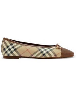 Burberry Check Canvas Highgate Ballerinas - White