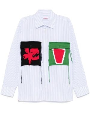 Charles Jeffrey Knitted Patch-Pockets Shirt - White