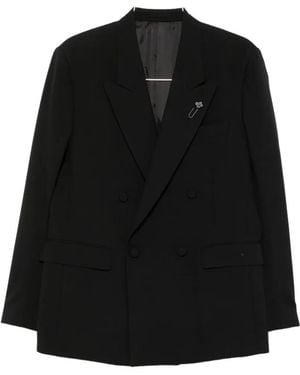 Lardini Double-Breasted Peak-Lapel Jacket - Black
