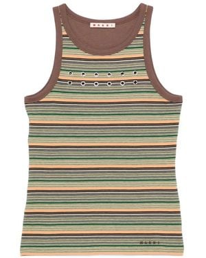 Marni Gestreepte Tanktop Verfraaid Met Ringlets - Groen