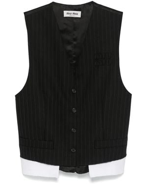 Miu Miu Pinstriped Waistcoat - Black
