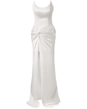 MOOS STUDIO Swan Silk Corset Satin Dress - White