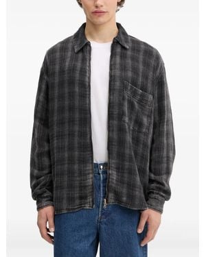 Won Hundred Plaid Zip-Up Shirt - Black