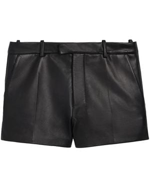 Ami Paris Leather Tailored Shorts - Black