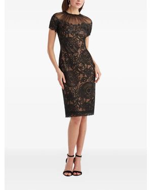 Tadashi Shoji Lace & Mesh Midi Cocktail Dress in Black | Lyst