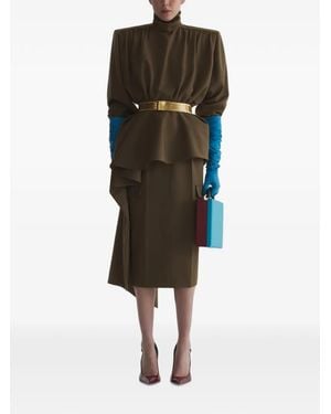 Mugler Kaki Peplum Blouse - Green