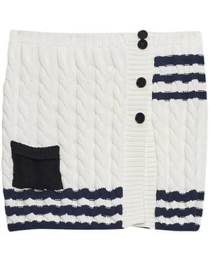 MSGM Cable-Knit Striped Mini Skirt - White