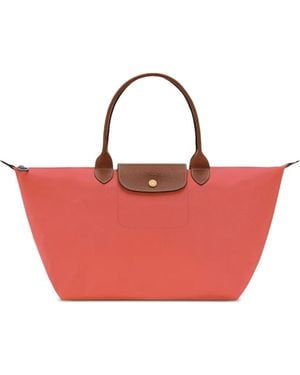 Longchamp Le Pliage Leather-Trim Tote Bag - Pink