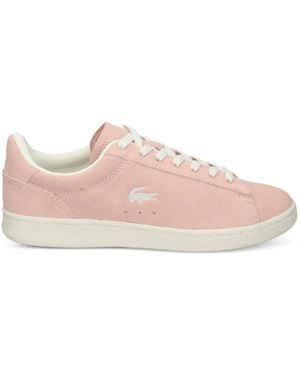 Lacoste Logo-Embroidered Suede Trainers - Pink