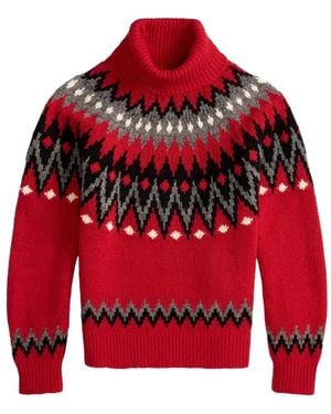 Polo Ralph Lauren Jersey Con Cuello Vuelto De Punto Fair Isle - Rojo